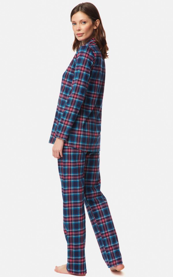 WOMEN'S PAJAMAS NAVY-RED PLAID ΕΜΠΡΙΜΕ ΚΟΥΜΠΩΤΗ MINERVA