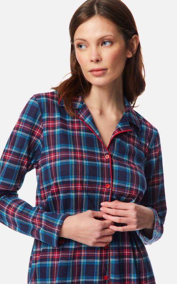 WOMEN'S PAJAMAS NAVY-RED PLAID ΕΜΠΡΙΜΕ ΚΟΥΜΠΩΤΗ MINERVA