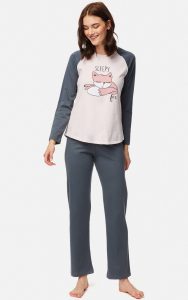 WOMEN'S GRAY - PINK SLEEPY FOX MINERVA PAJAMAS