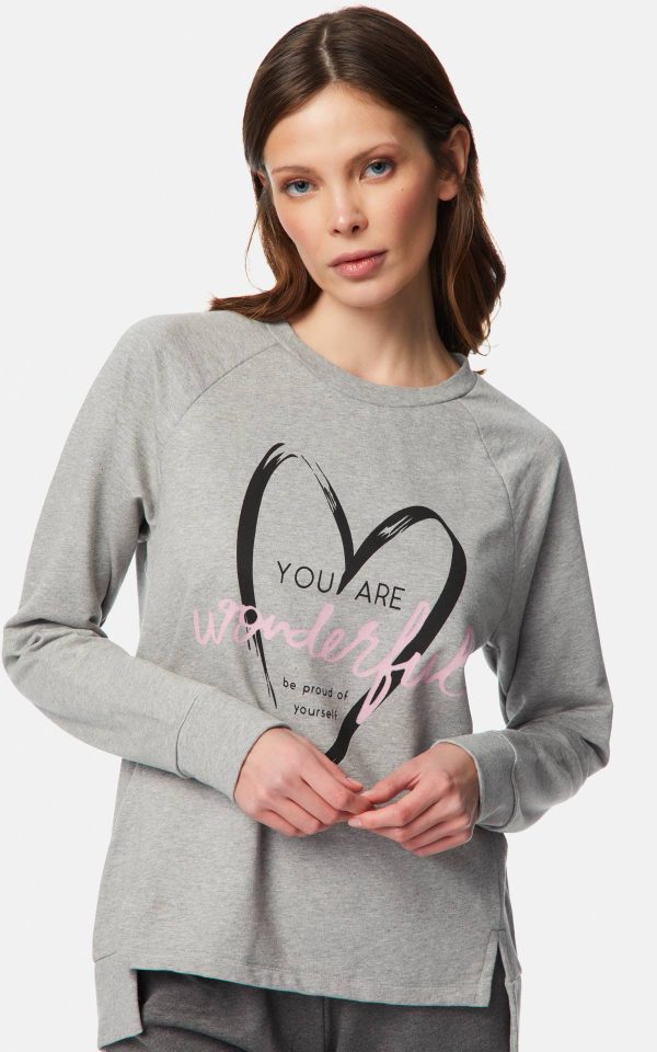 WOMEN GRAY MEL. AMOUR-MOON MINERVA SWEATSHIRT PAJAMAS