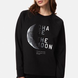 WOMEN'S BLACK AMOUR-MOON MINERVA SWEATSHIRT PAJAMAS