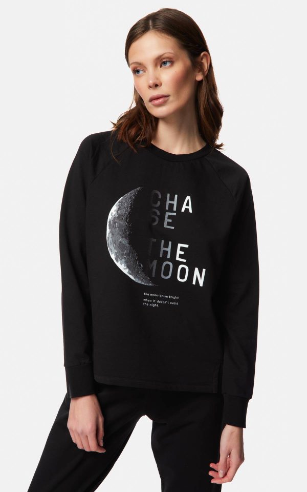 WOMEN'S BLACK AMOUR-MOON MINERVA SWEATSHIRT PAJAMAS