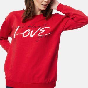 WOMEN'S RED LOVE DANCE SWEATSHIRT PAJAMAS MINERVA